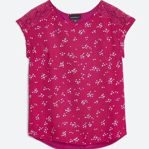 FORTUNE + IVY Allison Mixed Material Blouse Women's XXL